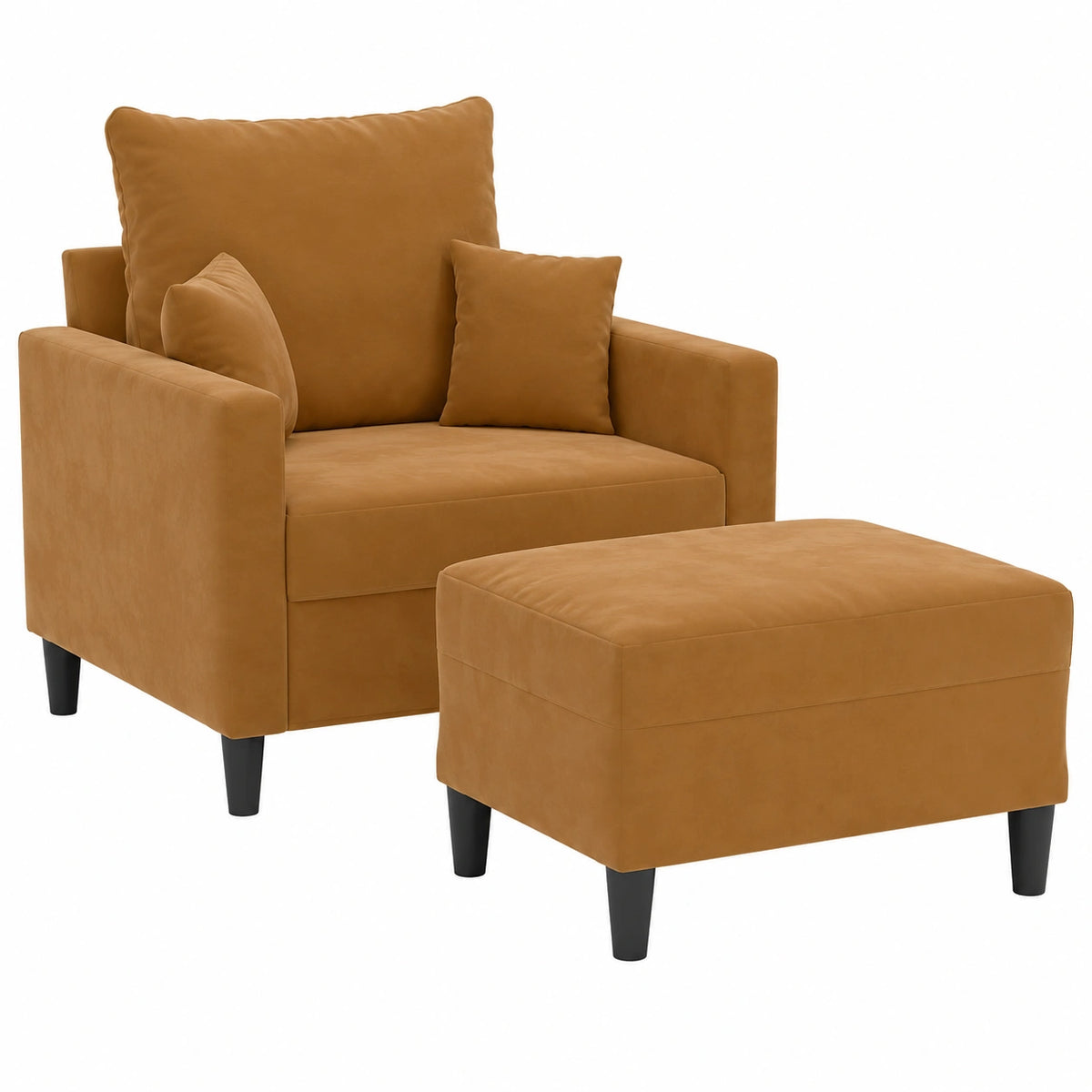 Poltrona Relax in Velluto Marrone con Poggiapiedi, Struttura in Metallo, 78 x 77 x 80 cm