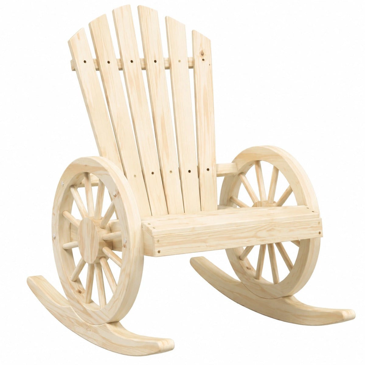 Sedia a Dondolo Ergonomica in Legno di Abete per Giardino, Terrazza e Balcone, 62x89x99 cm