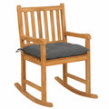 Poltrona a dondolo in teak grigio resistente, ideale per esterno