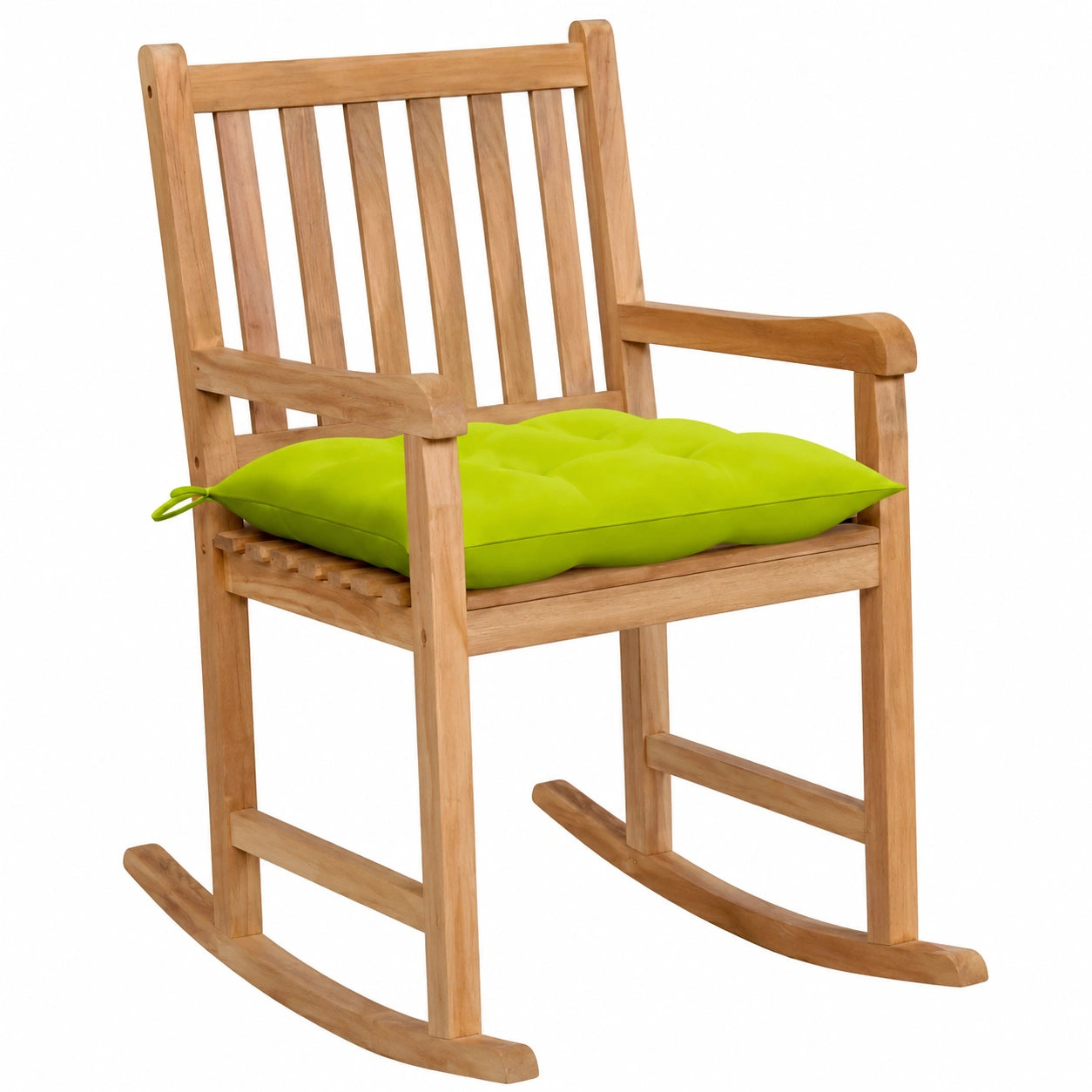 Poltrona a Dondolo in Teak con Cuscino Verde, Interni ed Esterni, Portata 110 kg