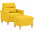 Poltrona Relax Moderna in Tessuto Giallo con Pouf, Design Ergonomico, Struttura in Metallo, Ideale per Soggiorno