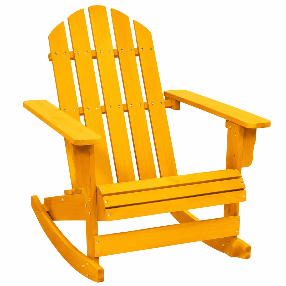 Sedia Adirondack a Dondolo in Legno di Abete Arancione, Ergonomica e Resistente per Giardino