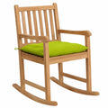 Poltrona a Dondolo in Teak con Cuscino Verde, Robusta e Resistente