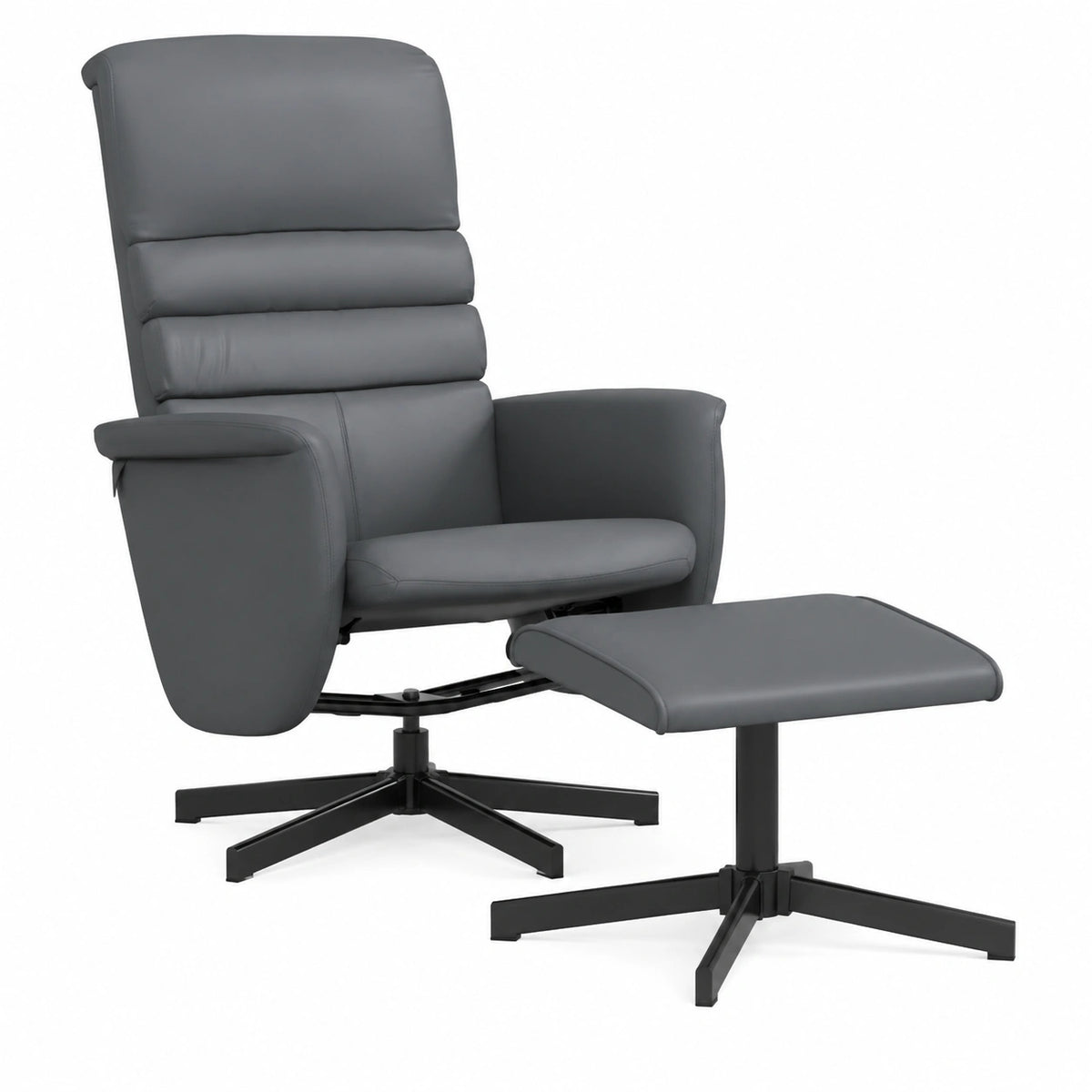 Poltrona reclinabile ecopelle girevole con poggiapiedi ergonomica imbottita