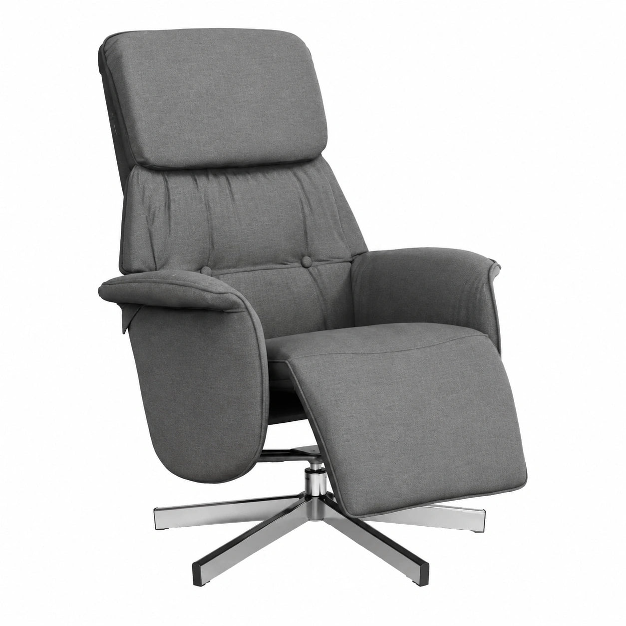 Sedia Relax in Tessuto Grigio Scuro con Funzione Reclinabile e Girevole