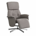 Poltrona Relax Girevole in Tessuto Tortora con Poggiapiedi, 71x91x105 cm, Reclinabile Manualmente Fino a 125°, Imbottitura Confortevole, Struttura Robusta per Casa e Giardino