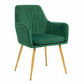 CangLong Set 2 Sedie Moderne con Braccioli in Velluto Verde e Gambe Dorate per Cucina e Sala da Pranzo