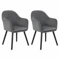 Set di 2 Poltrone da Pranzo in Velluto Grigio con Gambe in Legno