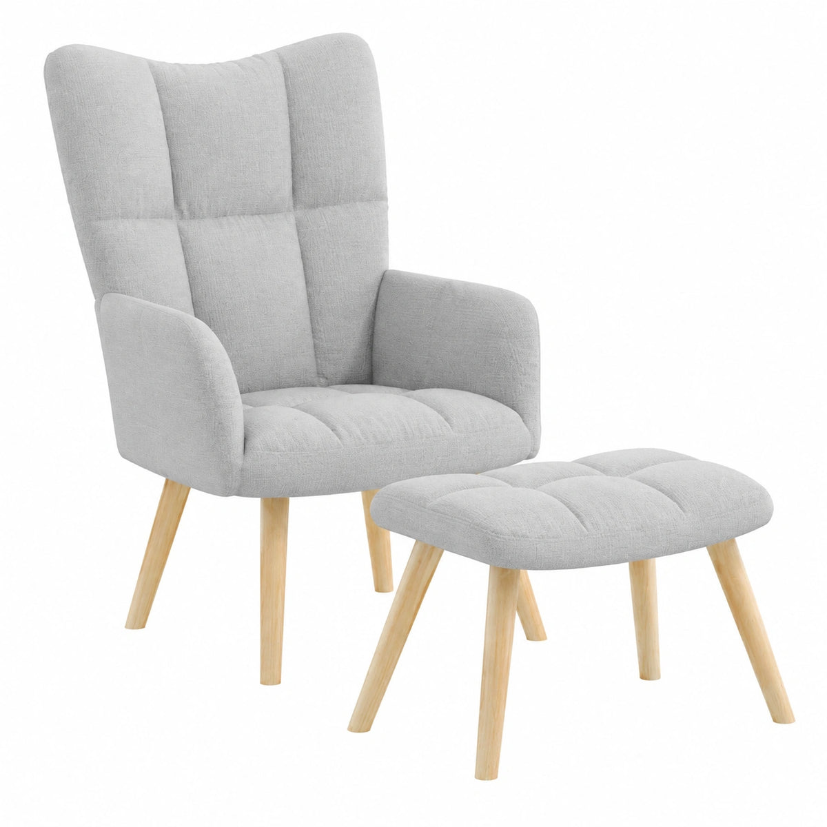 Poltrona Relax Grigia con Poggiapiedi, Tessuto Poliestere e Struttura Robusta, Dimensioni Seduta 48x45 cm