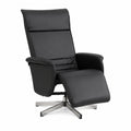 Sedia Relax Girevole in Similpelle Nera con Reclinazione e Poggiapiedi