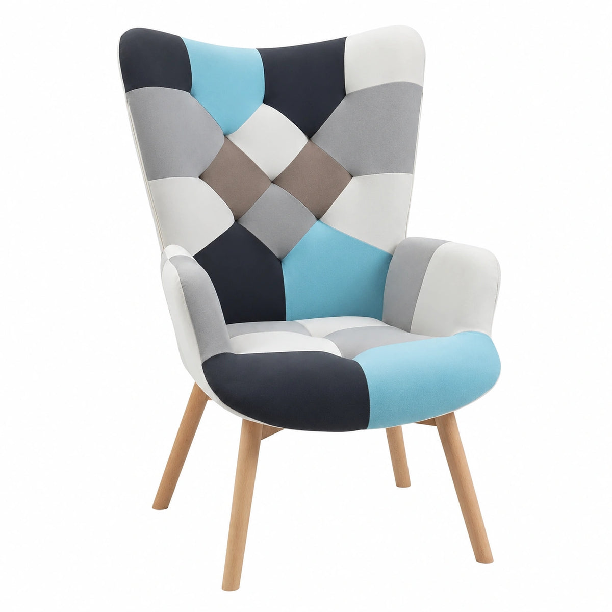 Sedia da Salotto in Velluto Trapuntato con Struttura in Legno, 66x76x98cm, Vari Colori