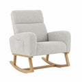 Sedia a Dondolo in Legno Massello con Tasche Laterali, Ideale per Relax e Allattamento, Colore Grigio Chiaro